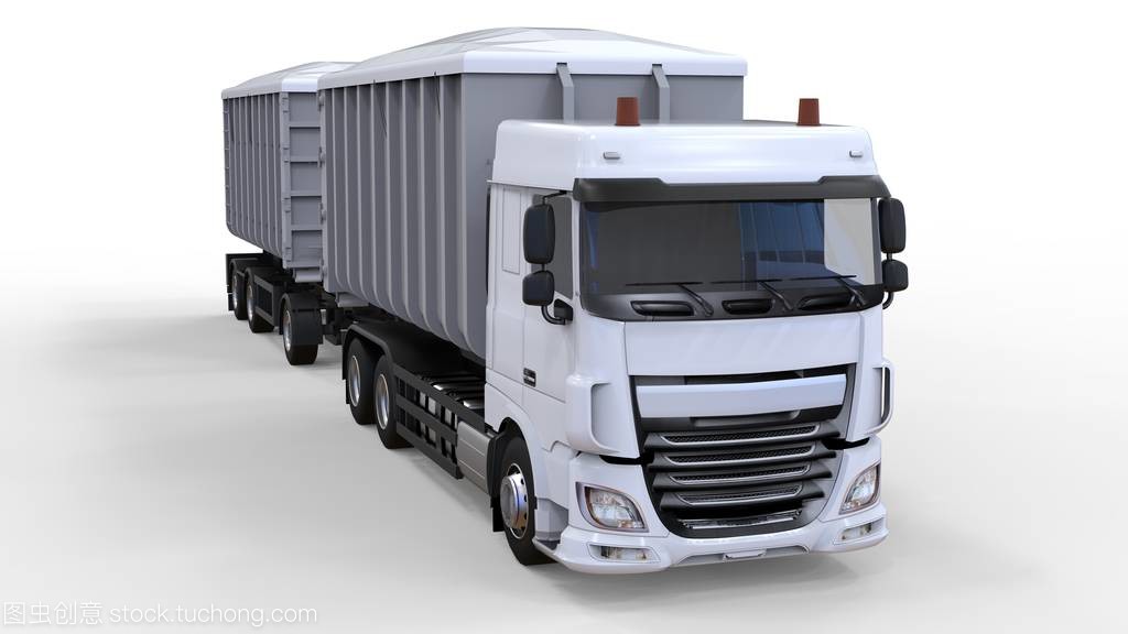大白色卡車與分離式拖車 農(nóng)業(yè)與建筑散料運(yùn)輸?shù)默F(xiàn)代化解決方案